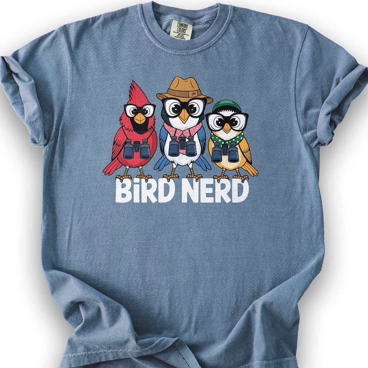 Bird Nerd "Birding Birds" T-Shirt - Blue Jean