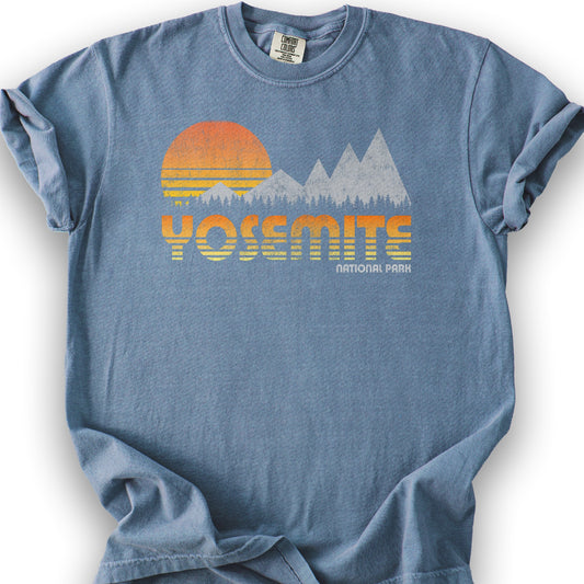 Yosemite National Park "80's Retro" T-Shirt - Blue Jean