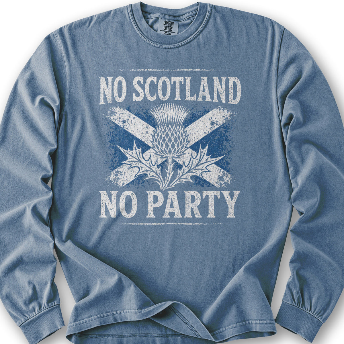 Scotland No Party Flag Long Sleeve Shirt - Blue Jean