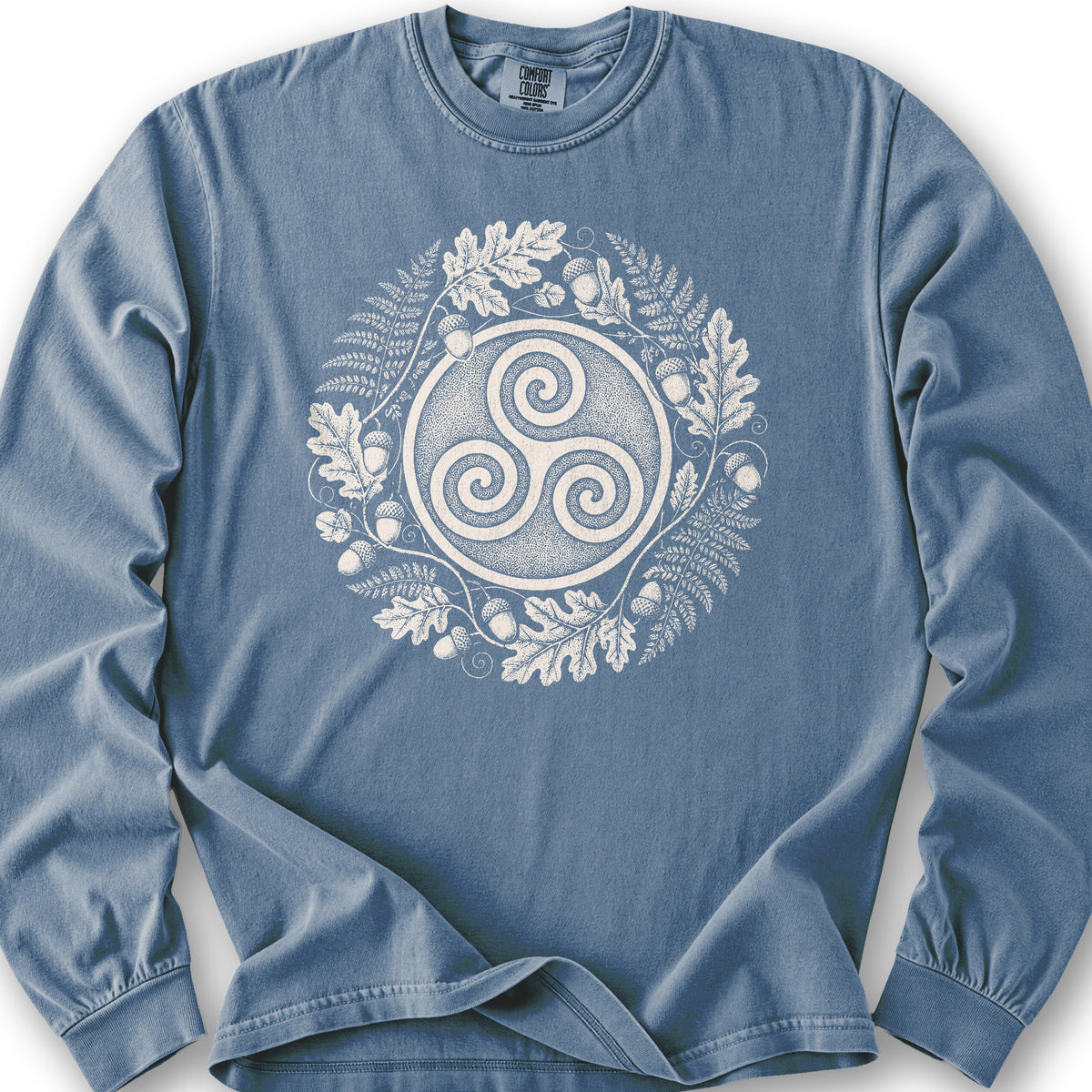 Autumn Triskele Wreath Long Sleeve Shirt - Blue Jean