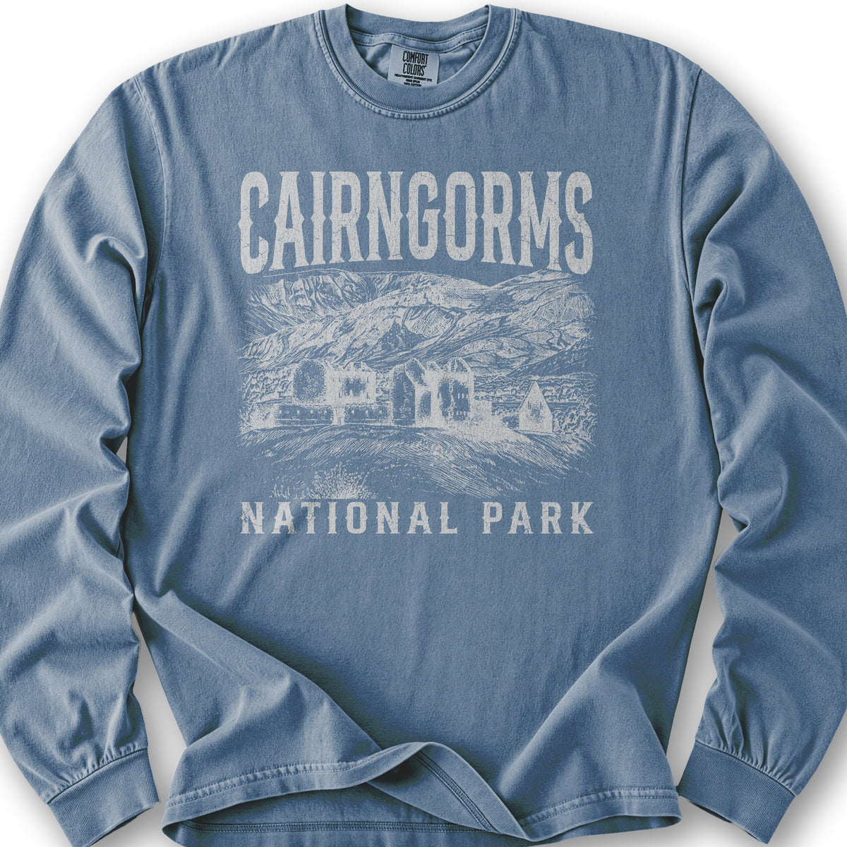 Cairngorms National Park Sketch Long Sleeve Shirt - Blue Jean