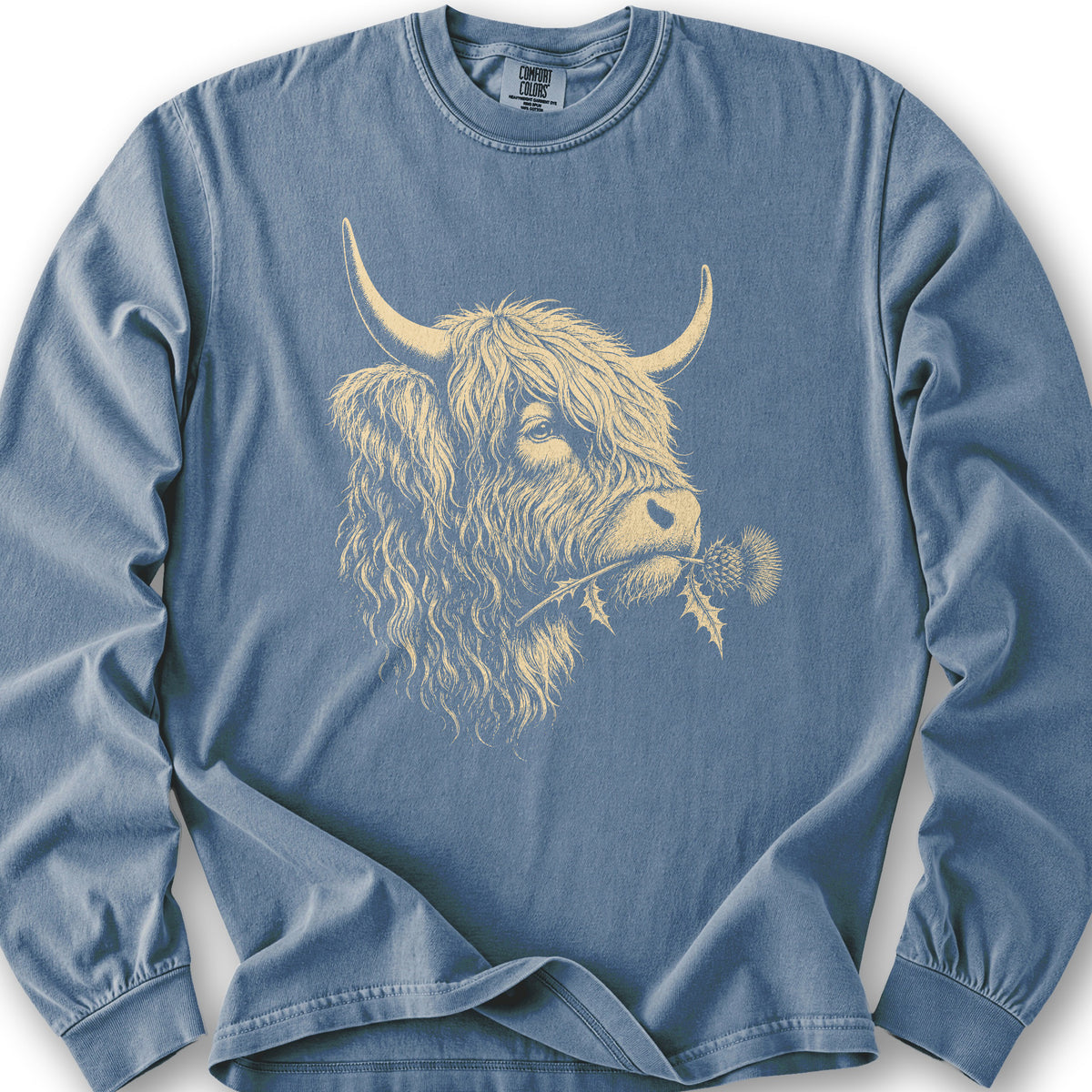 Coo With Thistle Long Sleeve Shirt - Blue Jean