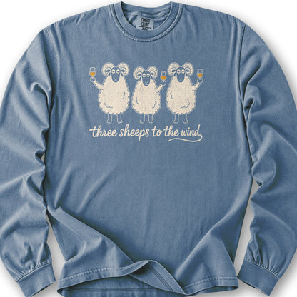 Three Sheeps Long Sleeve Shirt - Blue Jean