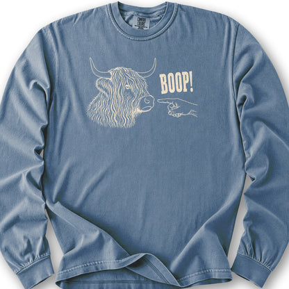 Boop Highland Coo Long Sleeve Shirt - Blue Jean