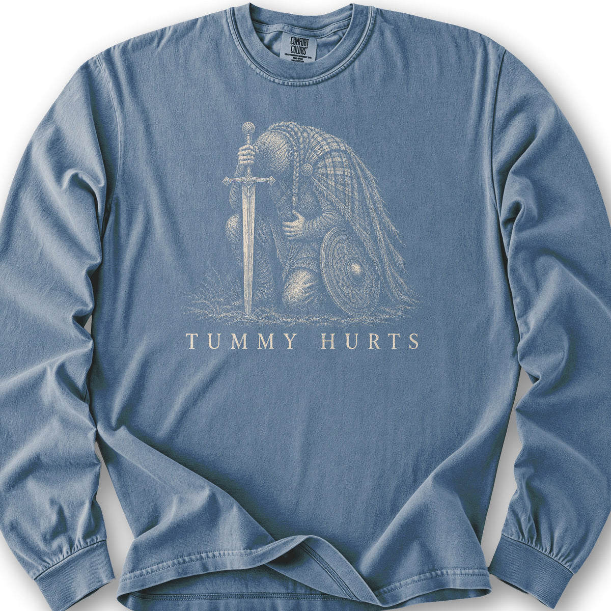 Tummy Hurts Long Sleeve Shirt - Blue Jean