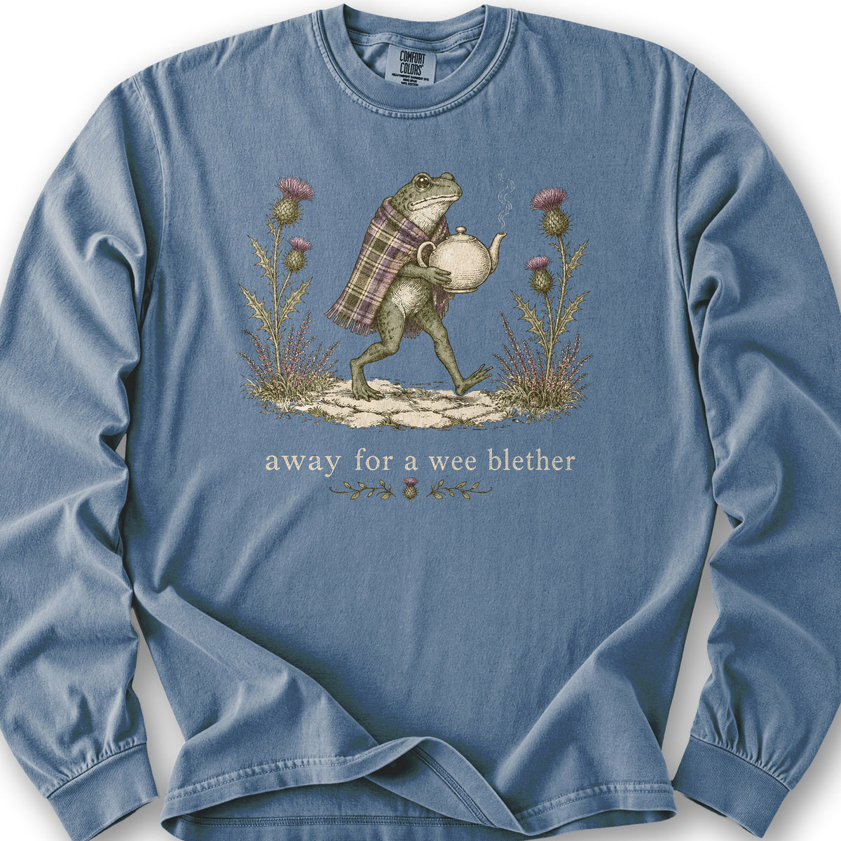 Wee Blether Frog Long Sleeve Shirt - Blue Jean