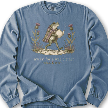 Wee Blether Frog Long Sleeve Shirt - Blue Jean