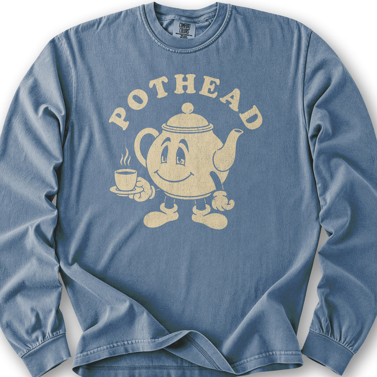 Pothead Teapot Long Sleeve Shirt - Blue Jean