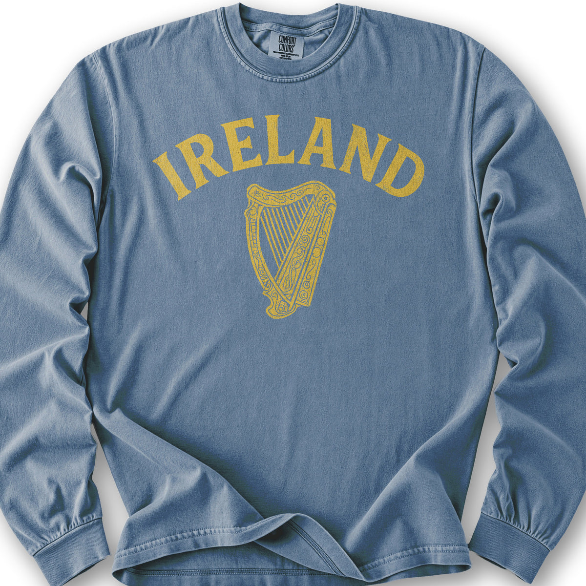 Ireland Vintage Harp Long Sleeve Shirt - Blue Jean