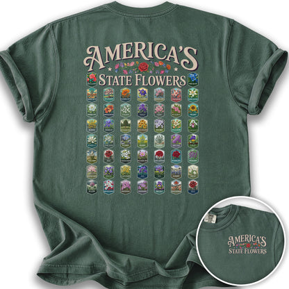 America's State Flowers T-Shirt - Blue Spruce