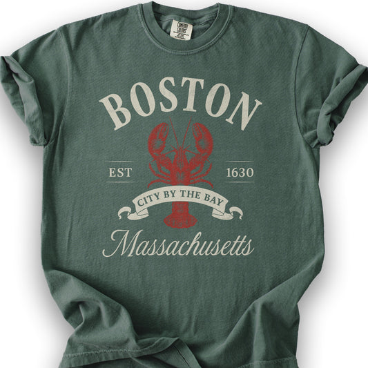 Boston City By the Bay Lobster T-Shirt - Blue Spruce