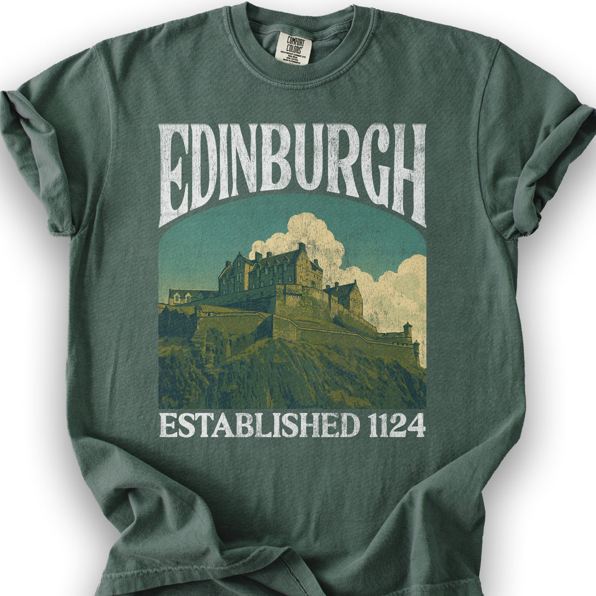 Edinburgh Scotland "Big and Bold" T-Shirt - Blue Spruce