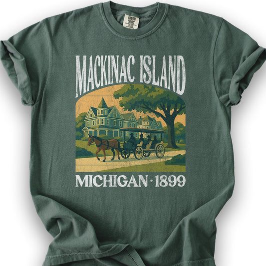 Mackinac Island Michigan "Big and Bold" T-Shirt - Blue Spruce