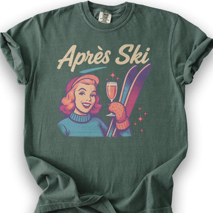 Apres Ski Retro 1950's T-Shirt - Blue Spruce
