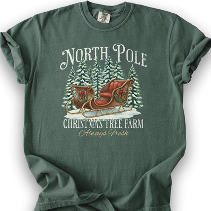 North Pole Christmas Tree Farm T-Shirt - Blue Spruce