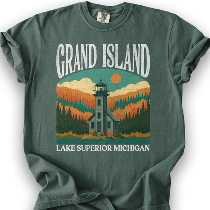 Grand Island Michigan "Big and Bold" T-Shirt - Blue Spruce