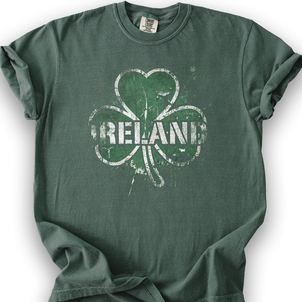 Ireland Shamrock Grunge T-shirt - Blue Spruce