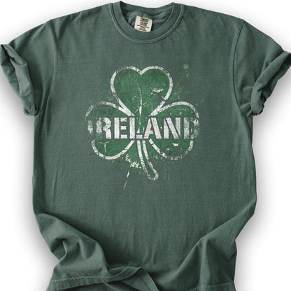 Ireland Shamrock Grunge T-shirt - Blue Spruce