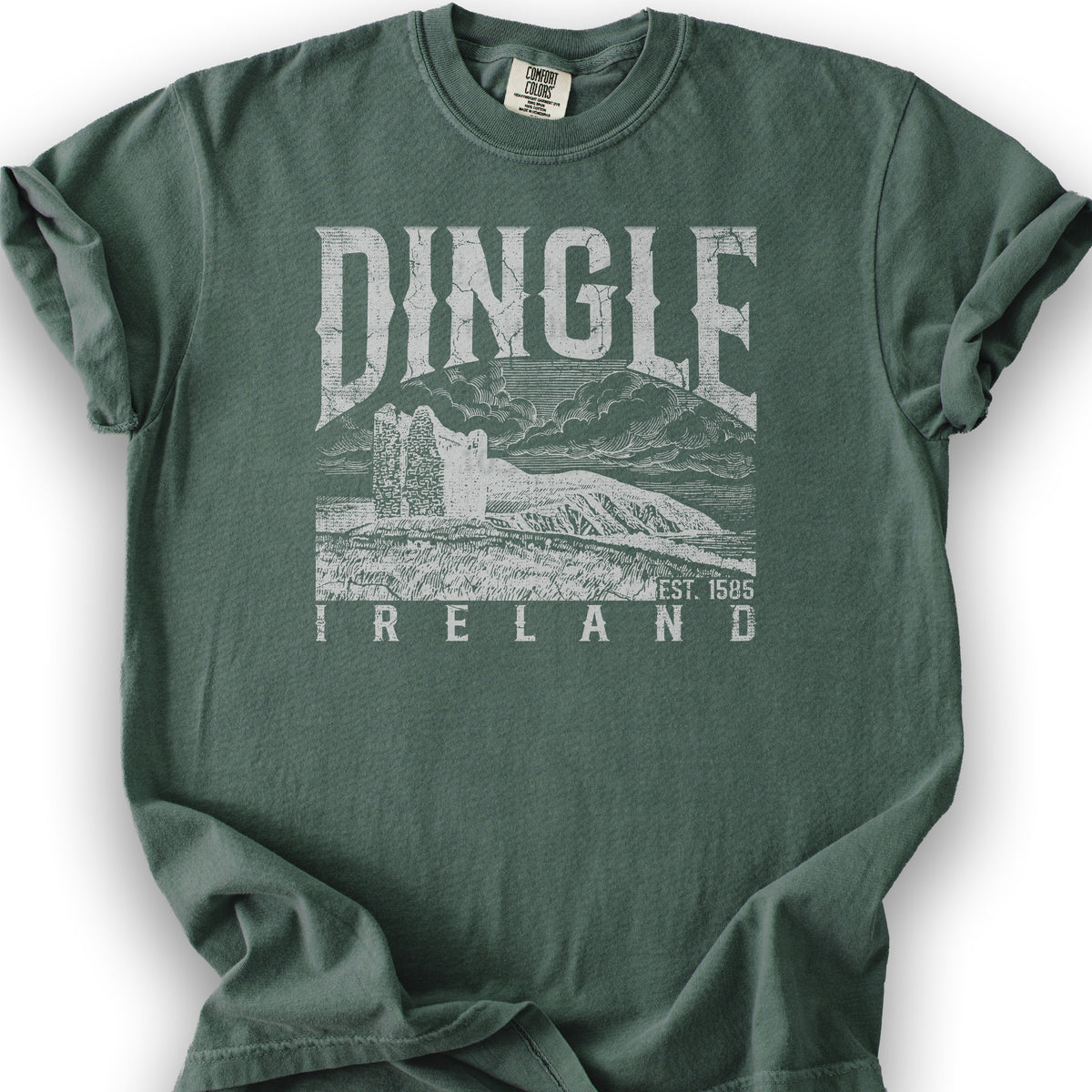 Dingle Ireland Vintage Print T-Shirt - Blue Spruce