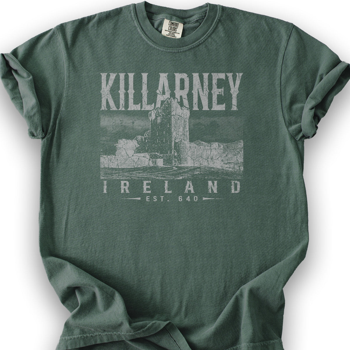 Killarney Ireland Vintage Print T-Shirt - Blue Spruce