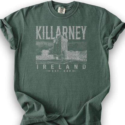 Killarney Ireland Vintage Print T-Shirt - Blue Spruce