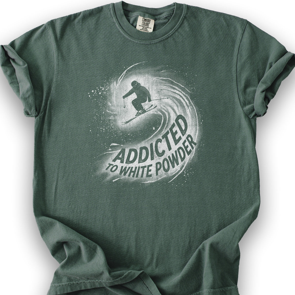White Powder Skiing T-shirt - Blue Spruce