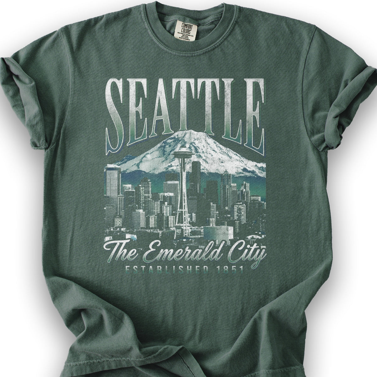 Seattle 90's Halftone T-Shirt - Blue Spruce