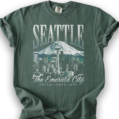 Seattle 90's Halftone T-Shirt - Blue Spruce