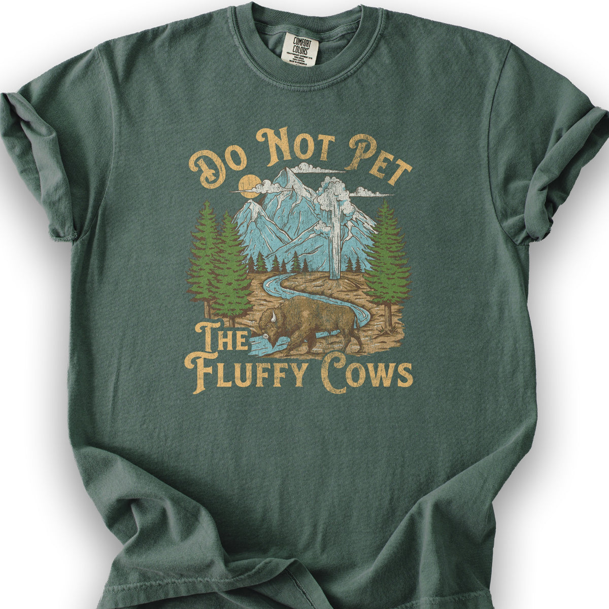 Fluffy Cows Yellowstone T-Shirt - Blue Spruce