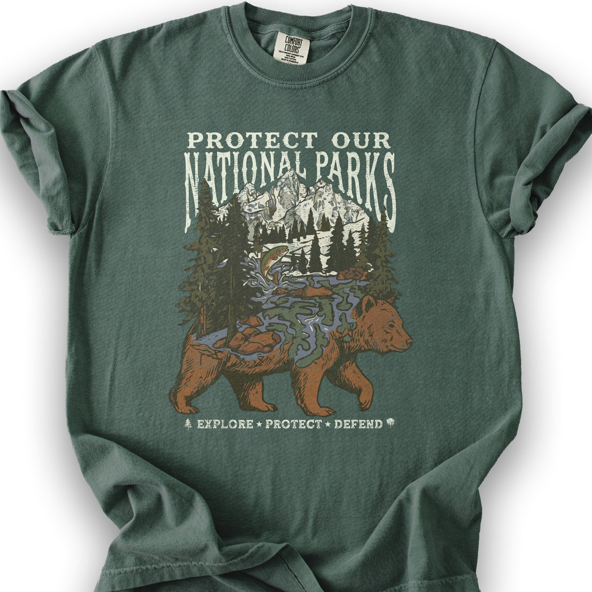 Protect Our Parks Bear T-Shirt - Blue Spruce