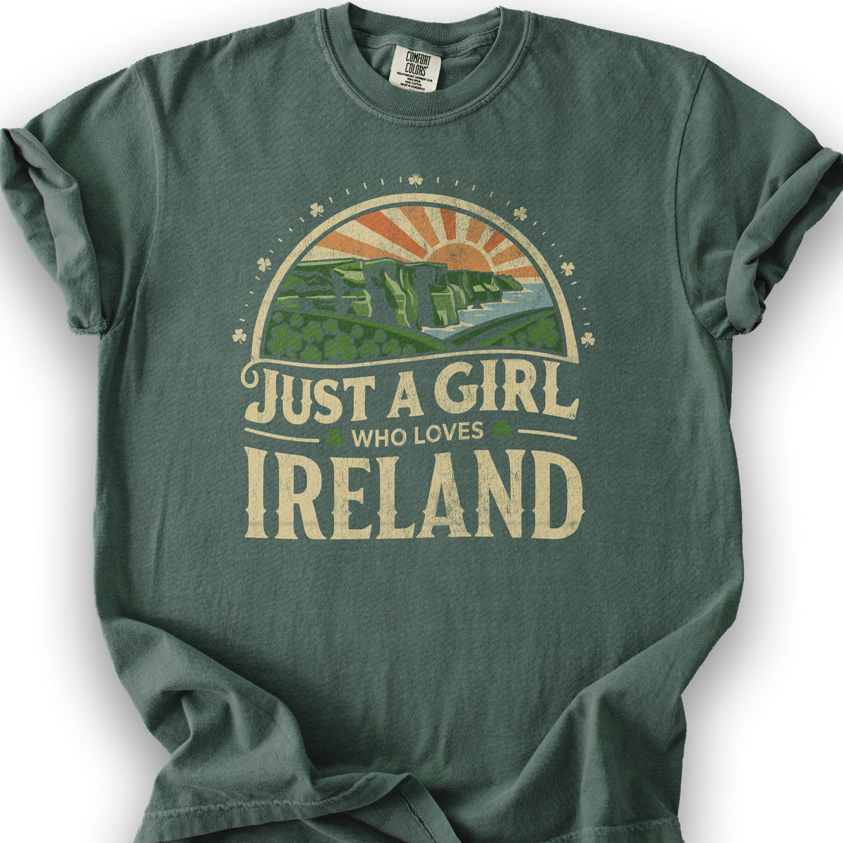 Just a Girl Who Loves Ireland T-Shirt - Blue Spruce