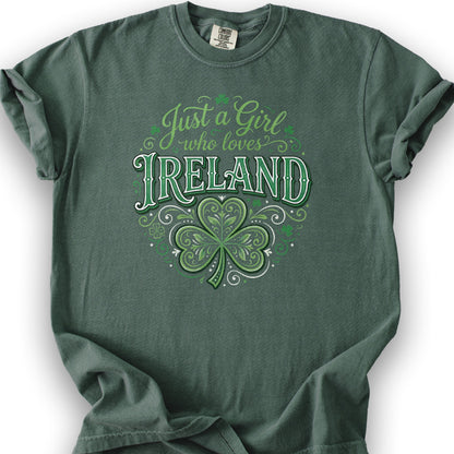 Just A Girl Shamrock T-Shirt - Blue Spruce