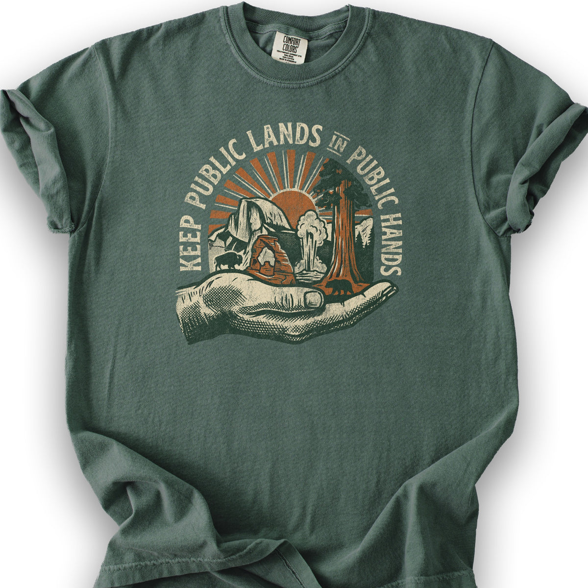 Public Lands Public Hands V2 T-Shirt - Blue Spruce