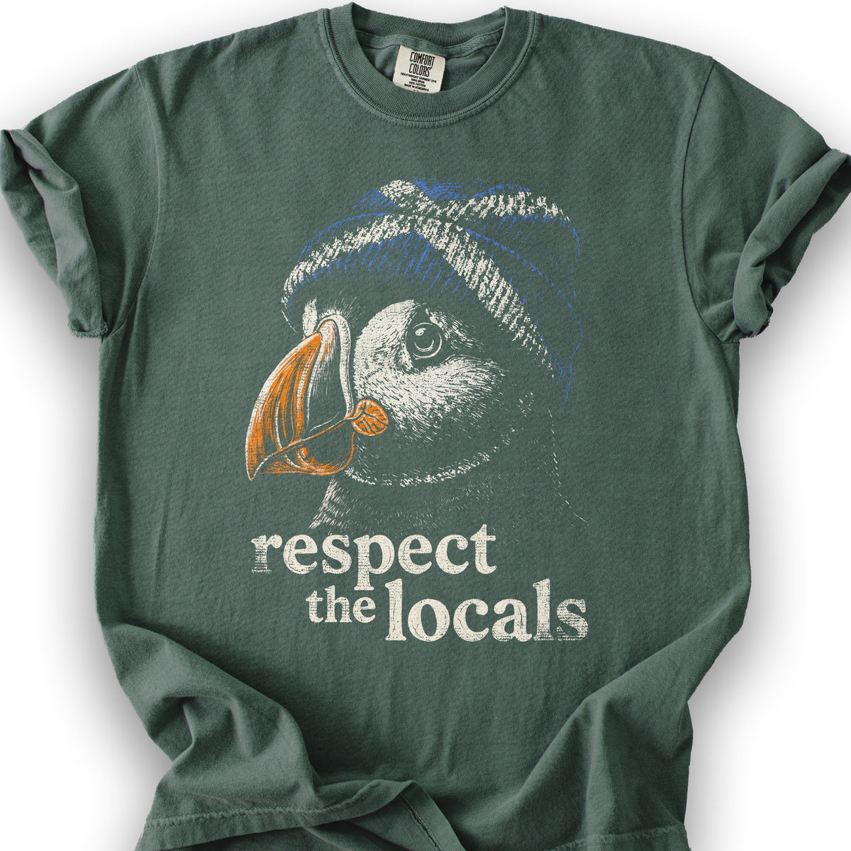 Puffin Scotland Beanie T-Shirt - Blue Spruce