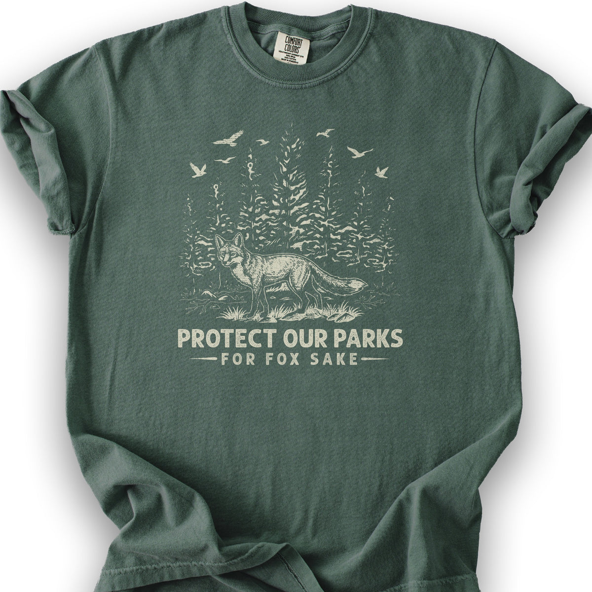 Protect Our Parks Fox Sake T-Shirt - Blue Spruce