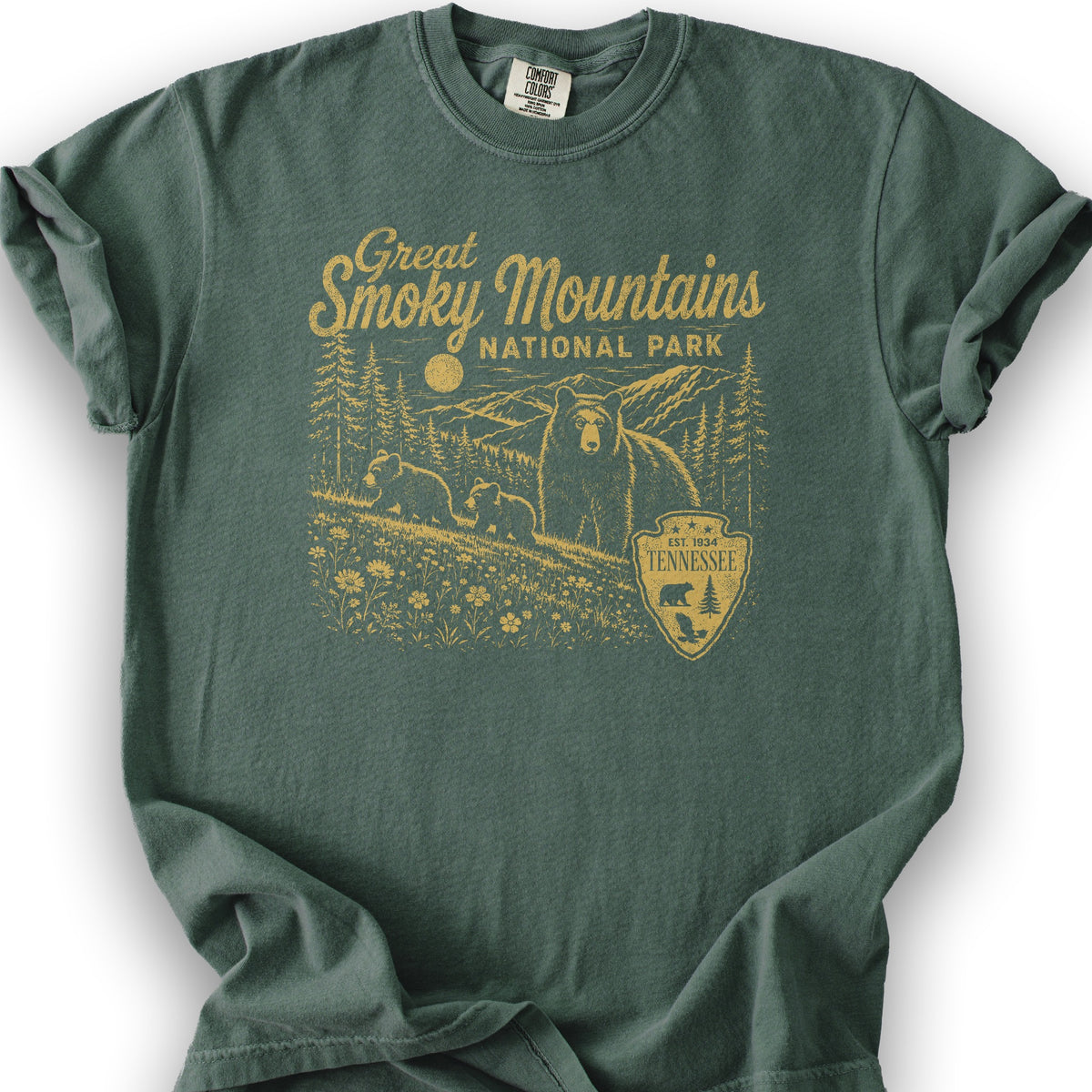 Smoky Mountains Vintage Sketch T-Shirt - Blue Spruce