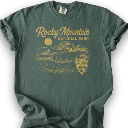 Rocky Mountain Vintage Sketch T-Shirt - Blue Spruce