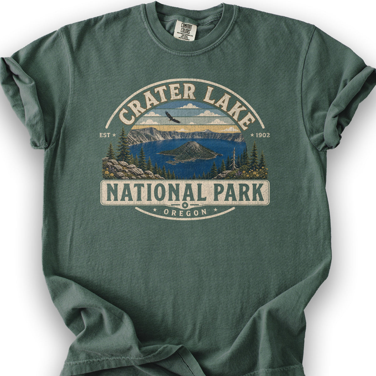 Crater Lake Medallion T-Shirt - Blue Spruce