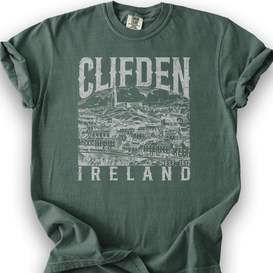 Clifden Ireland Sketch T-Shirt - Blue Spruce