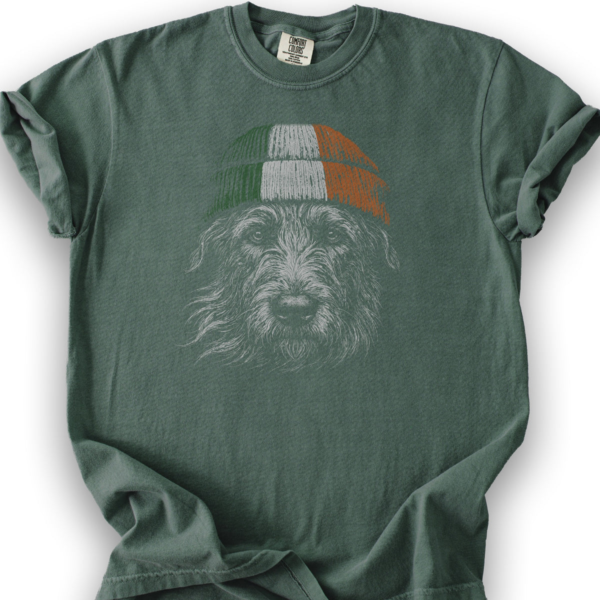 Irish Wolfhound Beanie T-Shirt - Blue Spruce