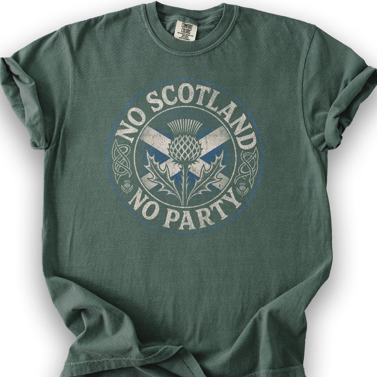 Scotland No Party Badge T-Shirt - Blue Spruce