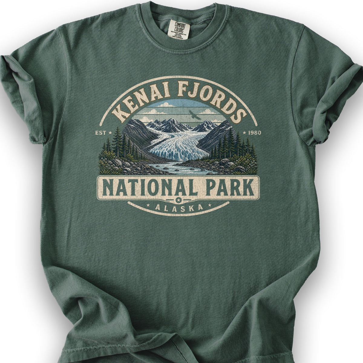 Kenai Fjords Medallion T-Shirt - Blue Spruce
