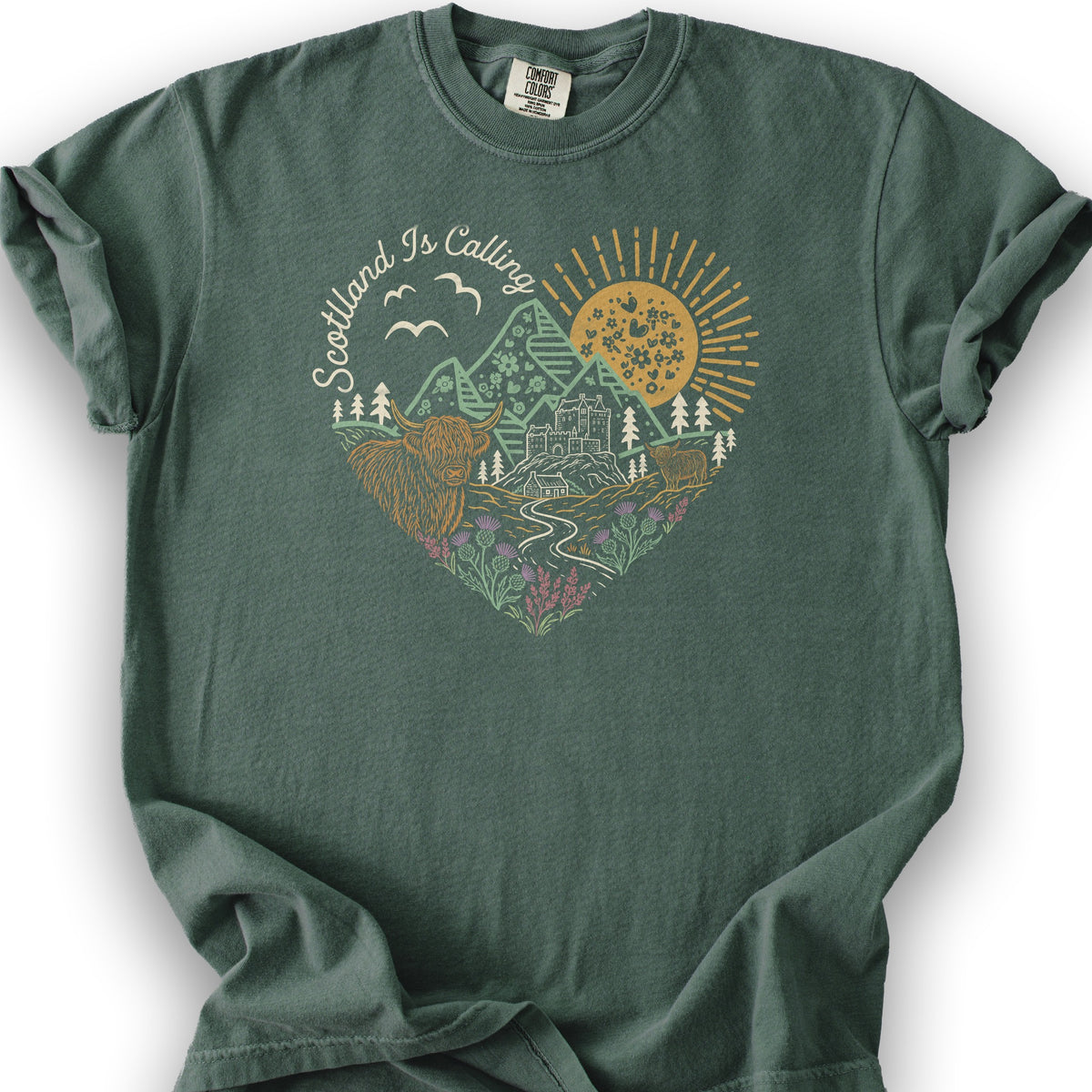 Scotland Is Calling Heart T-Shirt - Blue Spruce