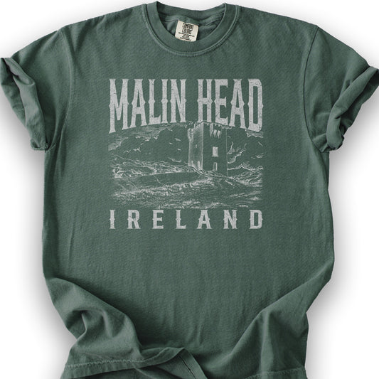 Malin Head Ireland Sketch T-Shirt - Blue Spruce