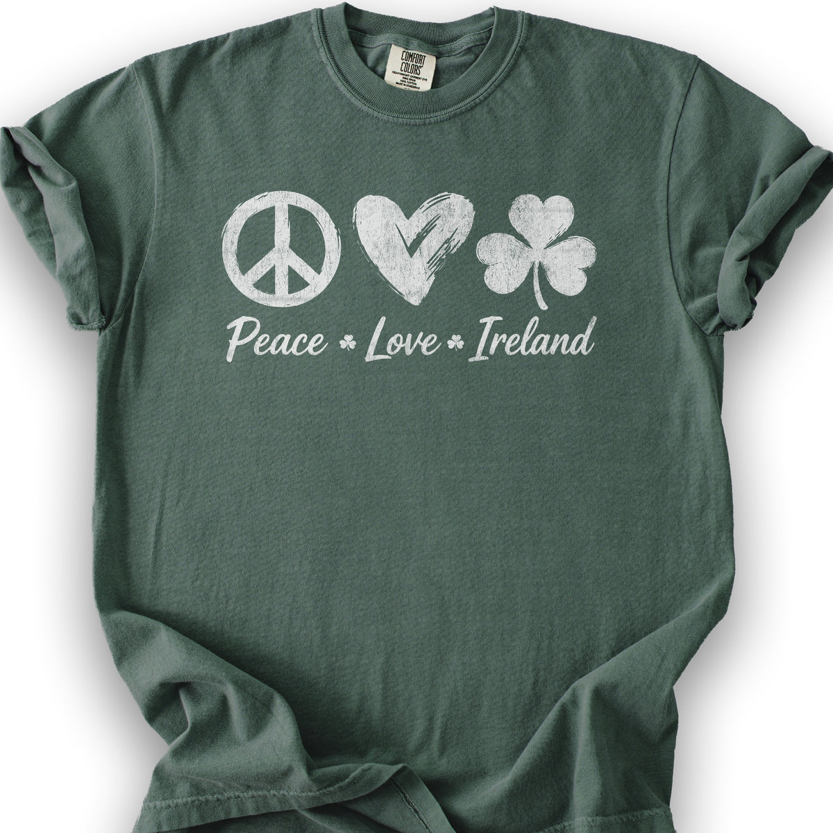Peace Love Ireland T-Shirt - Blue Spruce