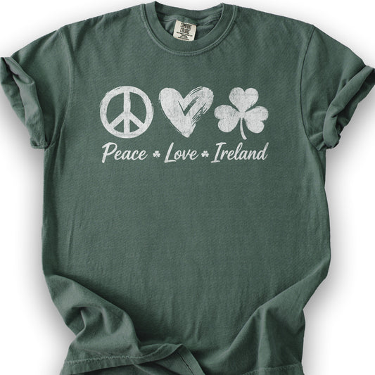 Peace Love Ireland T-Shirt - Blue Spruce