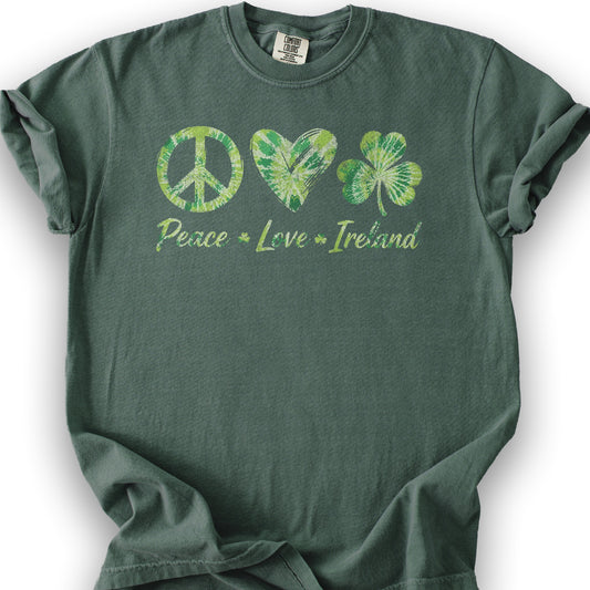 Peace Love Ireland Tie-Dye T-Shirt - Blue Spruce