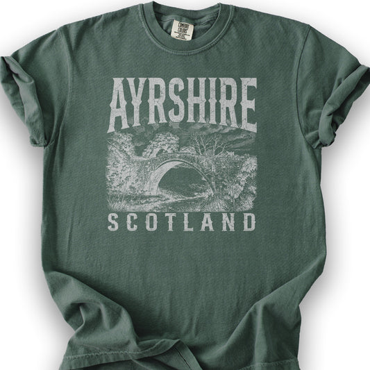 Ayrshire Scotland Sketch T-Shirt - Blue Spruce