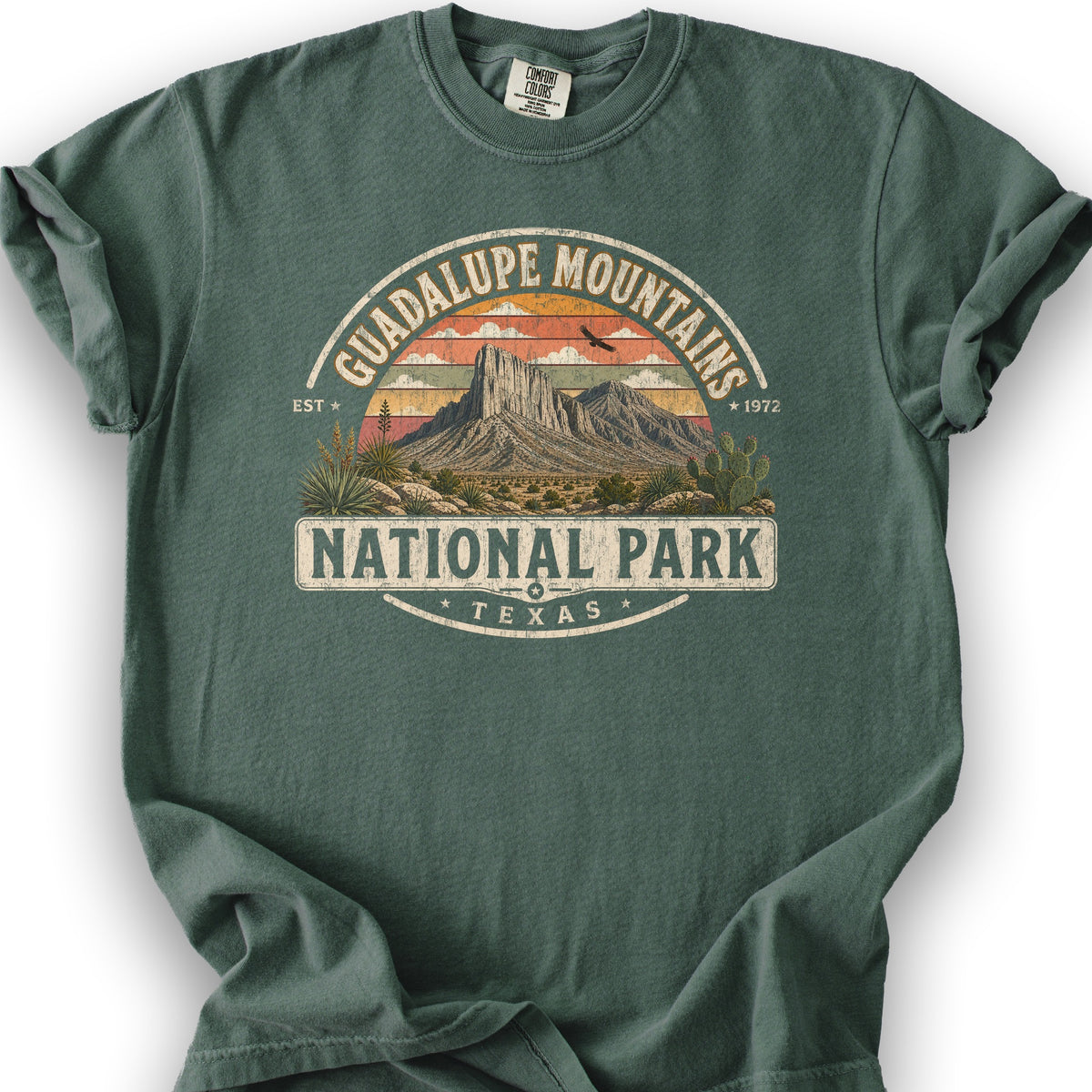 Guadalupe Mountains Medallion T-Shirt - Blue Spruce