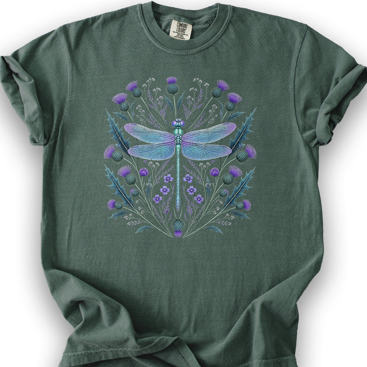 Dragonfly Thistle T-Shirt - Blue Spruce